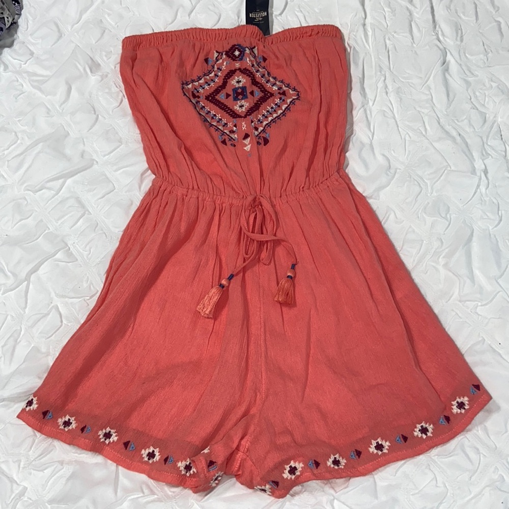 Hollister Coral Aztec Print romper